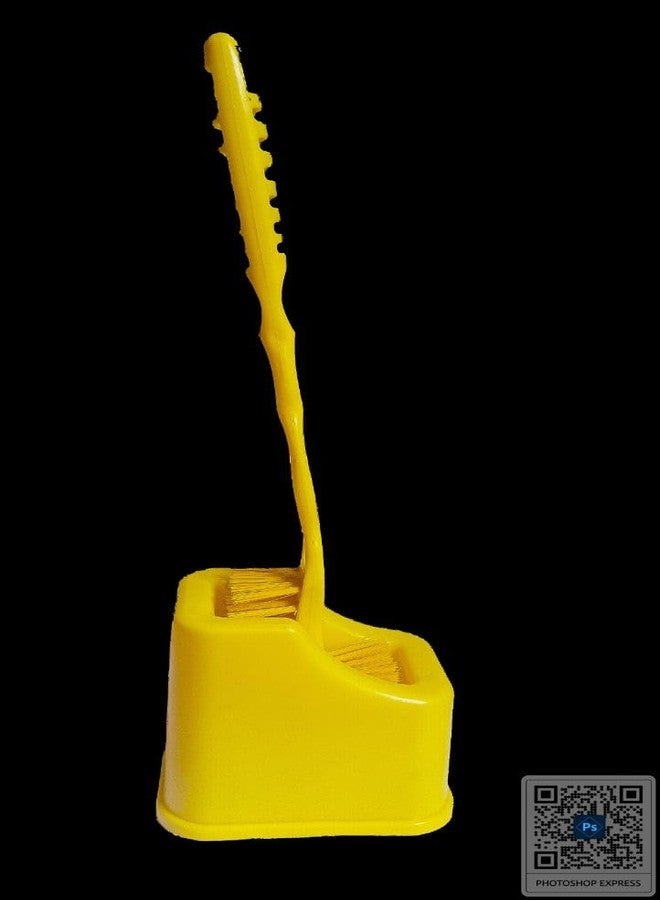 MOHINI Yellow Plastic Toilet Brush with Holder Stand Cleaning Brush Bathroom Brush - Image 4